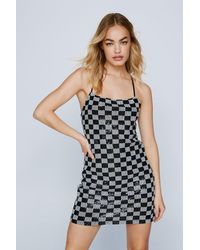 Nasty Gal - Sequin Checkerboard Mini Slip Dress - Lyst