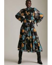 Karen Millen - Floral Paisley Dobby Woven Maxi Dress - Lyst