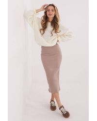 Love Lace - Ribbed Cotton Elastane Midi Knit Skirt Style 223372 - Lyst