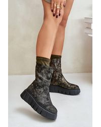 Love Lace - Platform Slip-On Ankle Boots With Zip - Lyst