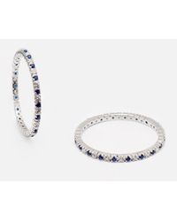 MUCHV - Silver Thin Stacking Ring With Blue And White Stones - Lyst
