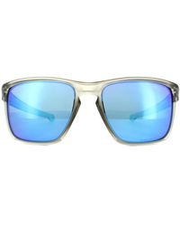 Oakley - Wrap Matt Grey Ink Sapphire Iridium Polarized Sunglasses - Lyst