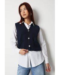 Warehouse - Button Through Knitted Waistcoat - Lyst