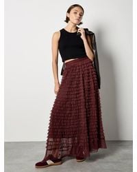 Apricot - Ruffle Tiered Tulle Maxi Skirt - Lyst