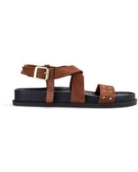 Clarks - Zarlea Strap Tan Flat Sandals - Lyst