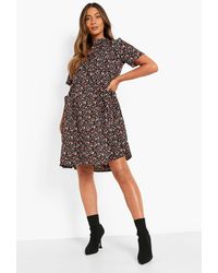 Boohoo - Maternity Floral Button Front Smock Dress - Lyst