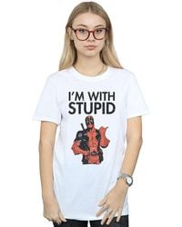 Marvel - Deadpool I'M With Stupid Cotton Boyfriend T-Shirt - Lyst