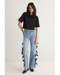 WOVCOR - Normal Waist Wide Leg Jeans W/ Ribbon Detail - Lyst