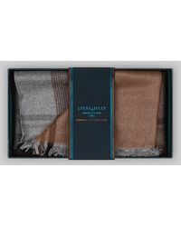 Steel & Jelly - Brown & Grey Melange Check Boxed Scarf - Lyst