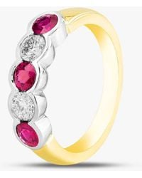 T.H.Baker - 18Ct Brilliant Cut Ruby & Diamond Five Stone Ring - Lyst