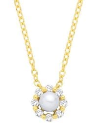 Jewelco London - Gilded Pearl & Cz Full Moon & Stars Halo Lavalier Necklace - Lyst