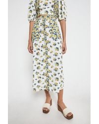 Warehouse - Skirt In Print Mix With Buttons - Lyst