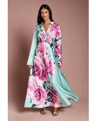 Coast - Petite Placement Print Wrap Front Gown - Lyst