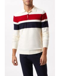 Burton - Super Soft Chest Stripe Texture Knitted Polo Shirt - Lyst