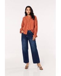 Liquorish - Rust Lace Detail Shirt - Lyst