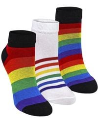 Sock Snob - 3 Pack Trainer Cotton Socks Bright Colourful Striped Socks - Lyst