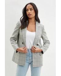 Dorothy Perkins - Check Double Breasted Blazer - Lyst