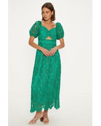 Oasis - Premium Floral Lace Cut Out Midi Dress - Lyst