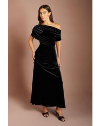 Coast - One Shoulder Ruched Detail Velvet Midi Dress - Lyst