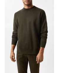 Burton - Premium Khaki Relaxed Knitted Crew Neck Jumper - Lyst