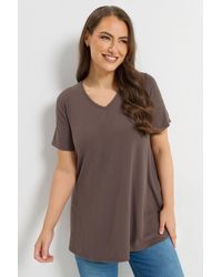 Yours - Ribbed Swing V-Neck T-Shirt - Lyst