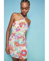 Warehouse - Printed Sequin Mini Dress In Floral - Lyst