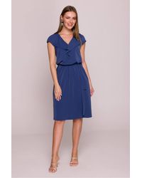 Love Lace - Flared Short Sleeve A-Line Dress With Ruffles - Lyst