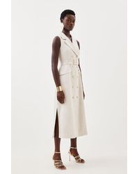 Karen Millen - Petite Tailored Double Breasted Belted Midi Dress - Lyst