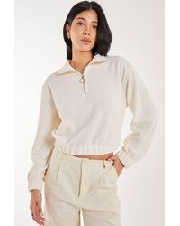 Pink Vanilla - High Neck Zip Up Cropped Sweateshirts - Lyst