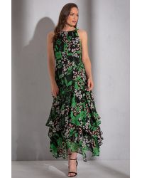 Klass - Floral Printed Chiffon Layered Maxi Dress - Lyst