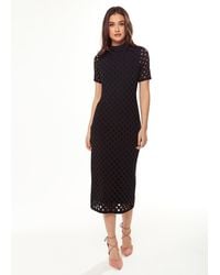 Liquorish - Midi Dress With High Neck, Short Sleeves & Open Back Detail - Lyst