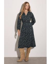 Apricot - Ditsy Floral Crepe Midi Dress - Lyst