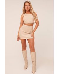 Rebellious Fashion - Faux Leather One Shoulder Cropped Top & Mini Skirt Co-Ord - Lyst