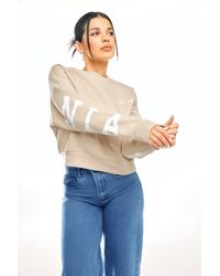PixieGirl - Petite Slogan Cropped Sweatshirt - Lyst