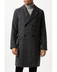 Burton - Herringbone Wool Blend Double Breasted Overcoat - Lyst