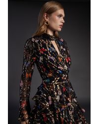 Coast - Julie Kuyath Metallic Tiered Skirt Wrap Front Midi Dress - Lyst