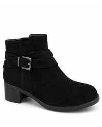 Spot on - Buckle Detail Low Block Heel Ankle Boots - Lyst