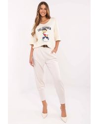 Love Lace - Elegant High Waist Sweatpants With Rib Cuffs - Lyst