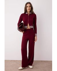 WOVCOR - 2-Piece Set Zip-Up Knit Cardigan & Wide Leg Pants - Lyst