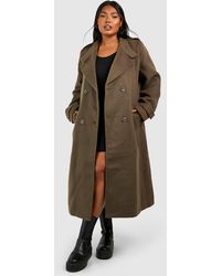 Boohoo - Plus Double Breasted Wool Maxi Coat - Lyst