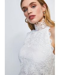 Karen Millen - Lace Applique Halter Midi Dress - Lyst