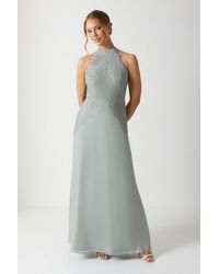 Coast - Halterneck Lace Insert Chiffon Bridesmaids Maxi Dress - Lyst