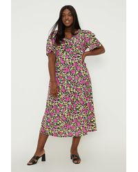 Dorothy Perkins - Curve Ruched Front Angel Sleeve Midi Dress - Lyst