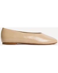 Linzi - Structure Faux Leather Square Toe Ballet Flats - Lyst