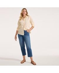 Lands' End - Petite Starfish Knit Denim Straight Leg Cropped Jeans - Lyst