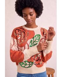 Roman - Sequin Floral Knit Jumper - Lyst