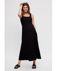 Dorothy Perkins - Maternity Black Strappy Tiered Maxi Dress - Lyst
