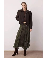 WOVCOR - Asymmetric Hem Plaid Chiffon Midi Skirt W/ Lined Finish - Lyst