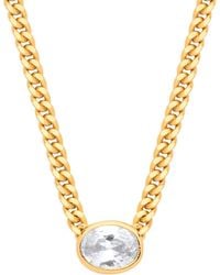 Jewelco London - Gilded Oval Cz Collarette Curb Chain Necklace 3Mm 17.5" - Lyst