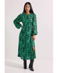 Dorothy Perkins - Petite Empire Seam Split Detail Printed Midi Dress - Lyst